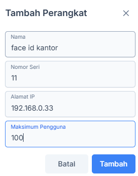 Form Tambah Perangkat