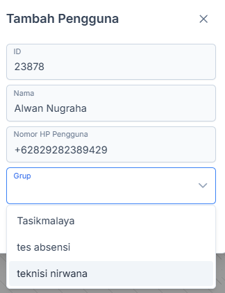 Form Tambah Pengguna