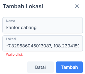 Form Tambah Lokasi