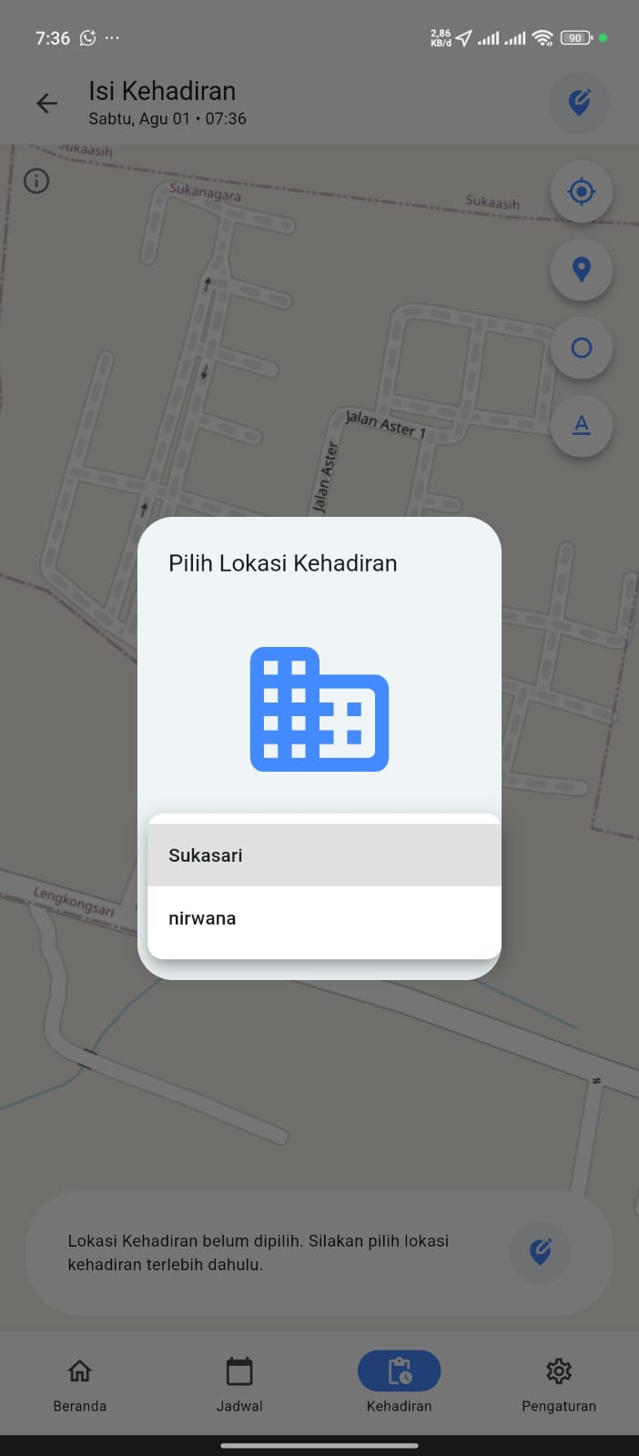 Pilih Lokasi Kehadiran