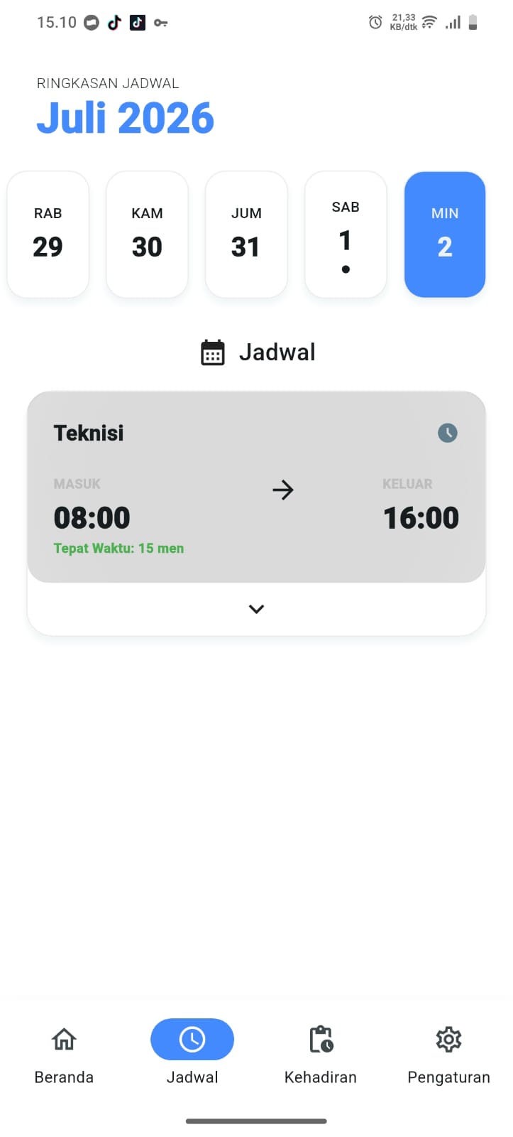 Long Press Jadwal
